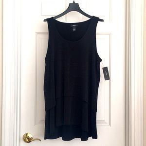 ALFANI Layered Black Sleeveless Top Large Tank Top NWT